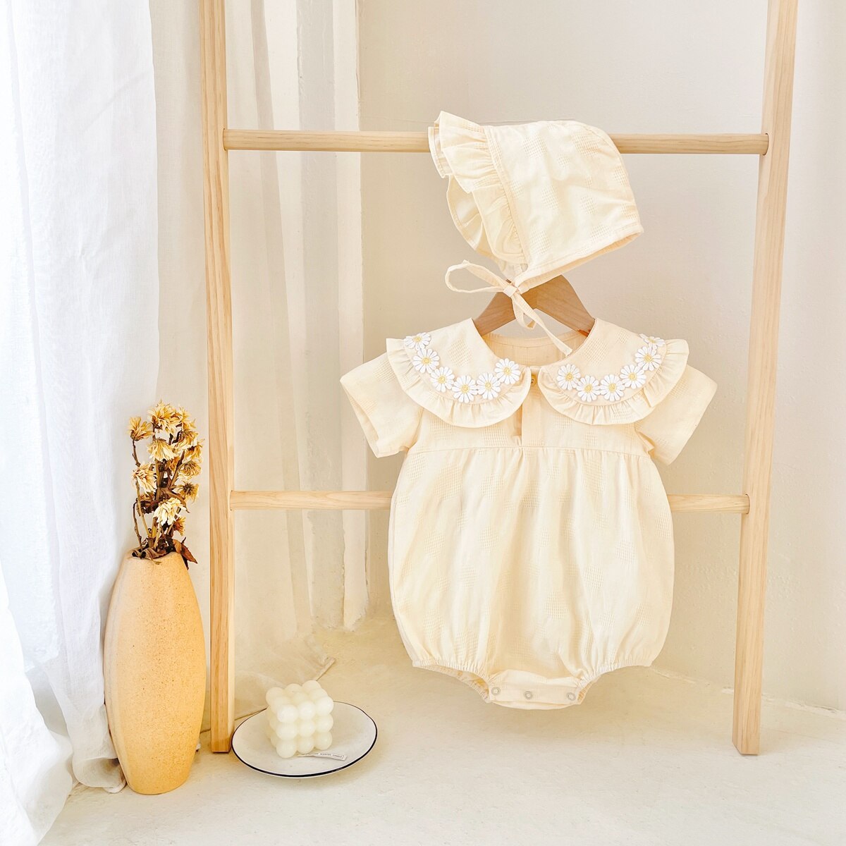 Sanlutoz Princess Floral Newborn Baby Girls Bodysuits Cotton Summer Short Sleeve Girls Clothing Cute with Hat Sanlutoz Princess Floral Newborn Baby Girls Bodysuits Cotton Summer Short Sleeve Girls Clothing Cute with Hat