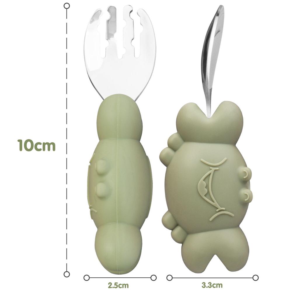 Baby Dispensing Cutlery Food Grade Silicone Baby Cutlery Set Plate Spoon Fork Anti-Slip Toddler Self-Eating Cutlery Baby Bowl Baby Dispensing Cutlery Food Grade Silicone Baby Cutlery Set Plate Spoon Fork Anti-Slip Toddler Self-Eating Cutlery Baby Bowl