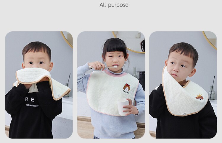 Coral Velvet Baby Bibs Cartoon Waterproof Washcloth Infant Bib Burp Cloths Bandana Scarf for Kids Boy Girl Feeding Saliva Towel