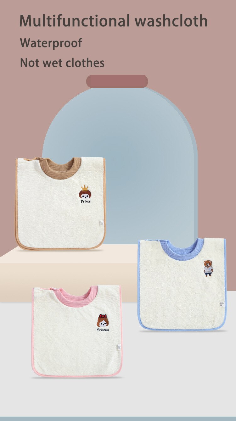 Coral Velvet Baby Bibs Cartoon Waterproof Washcloth Infant Bib Burp Cloths Bandana Scarf for Kids Boy Girl Feeding Saliva Towel