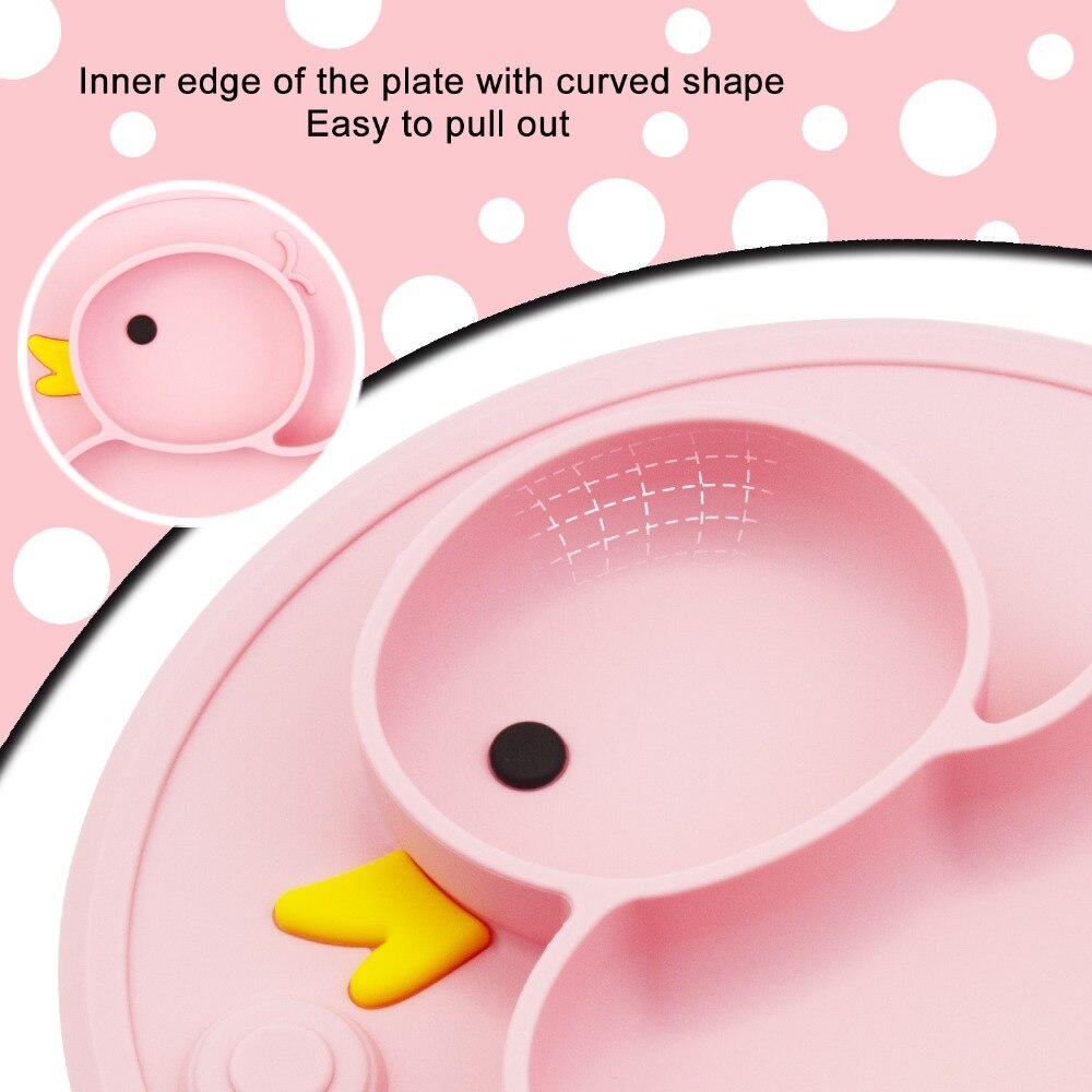 5Pcs/Set Baby Silicone Plate Non-Slip Feeding Tableware Sucker Bowl Sippy Cup Bibs Spoon Fork Sets for Baby-Led Weaning