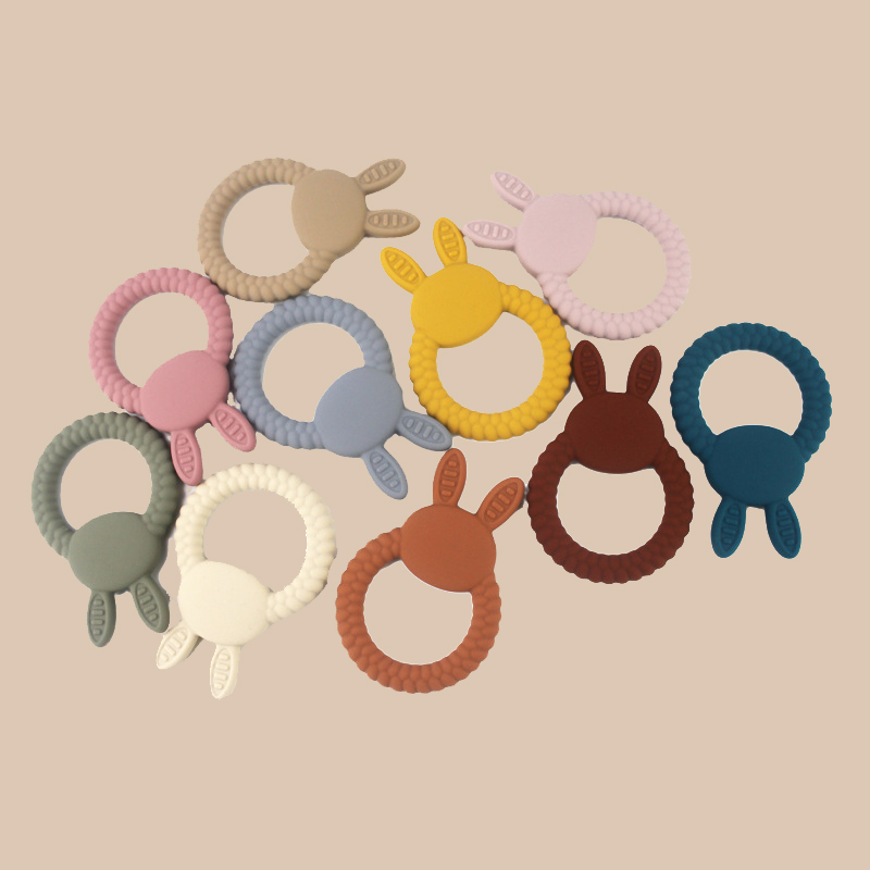 1Pcs Food Grade Baby Silicone Teether Toy Cartoon Rabbit Nursing Teething Ring BPA Free Newborn Health Molar Chewing Accessories