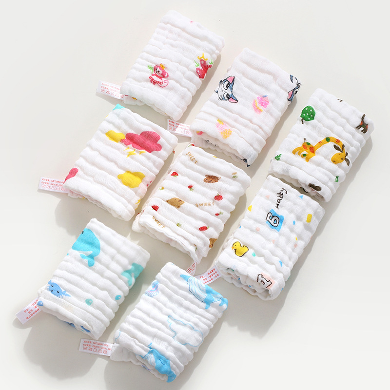 5pcs/Lot Baby Towels Muslin 6 Layers Cotton Soft Baby Face Towel Handkerchief Bathing Feeding Face Washcloth Wipe Burp Cloths
