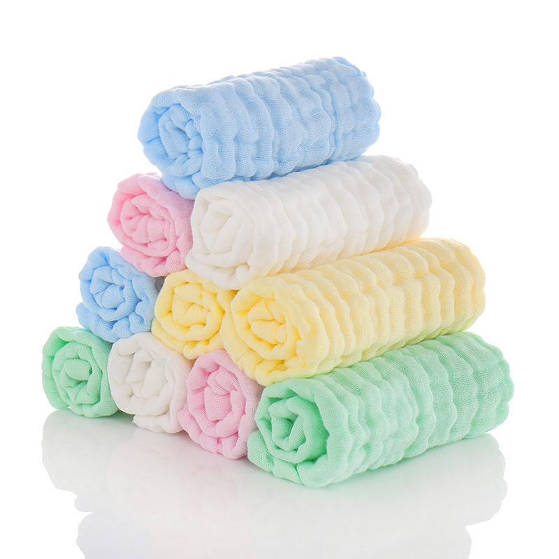 5pcs/Lot Baby Towels Muslin 6 Layers Cotton Soft Baby Face Towel Handkerchief Bathing Feeding Face Washcloth Wipe Burp Cloths