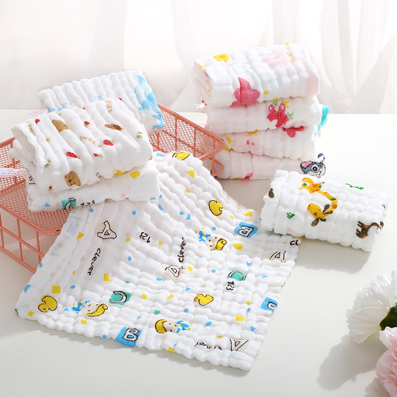 5pcs/Lot Baby Towels Muslin 6 Layers Cotton Soft Baby Face Towel Handkerchief Bathing Feeding Face Washcloth Wipe Burp Cloths