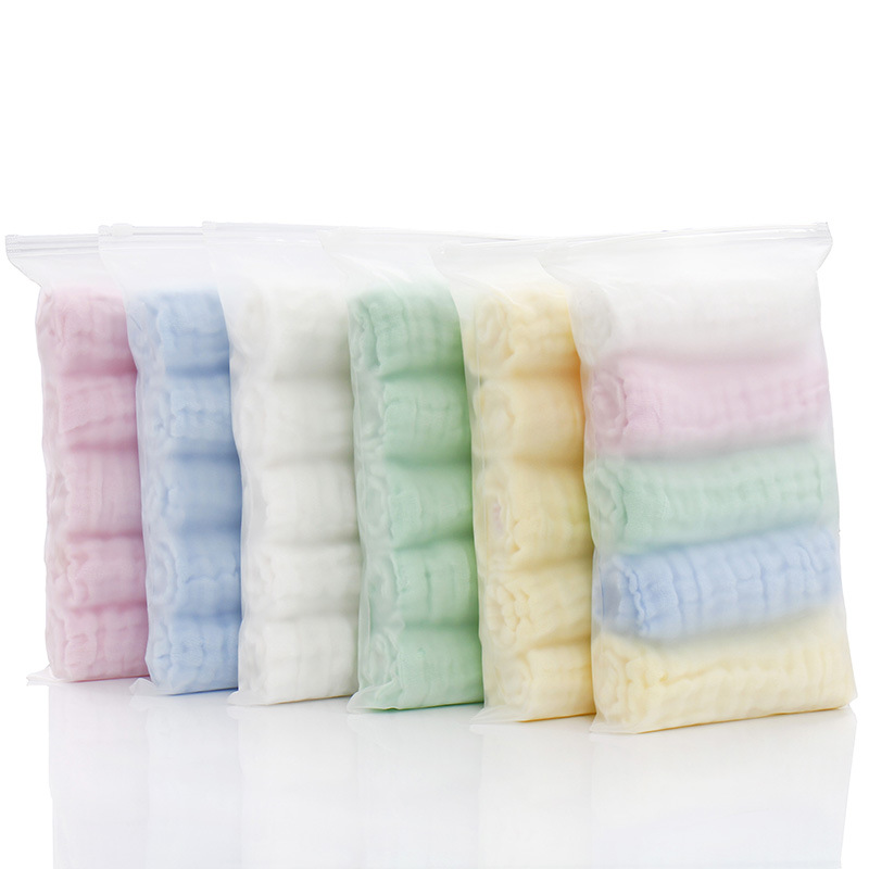 5pcs/Lot Baby Towels Muslin 6 Layers Cotton Soft Baby Face Towel Handkerchief Bathing Feeding Face Washcloth Wipe Burp Cloths