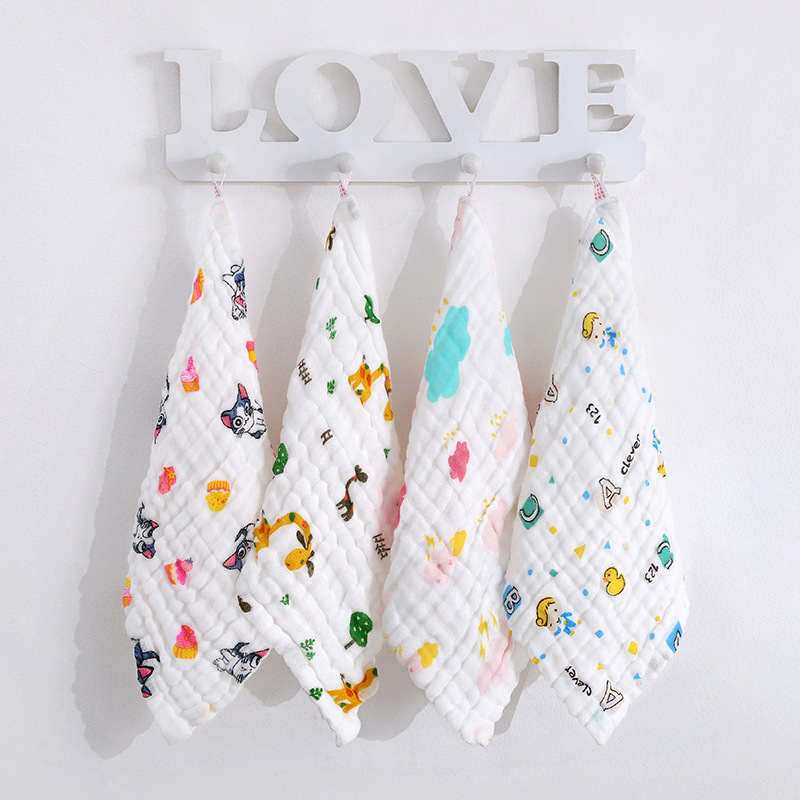 5pcs/Lot Baby Towels Muslin 6 Layers Cotton Soft Baby Face Towel Handkerchief Bathing Feeding Face Washcloth Wipe Burp Cloths