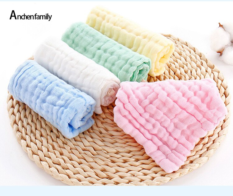 5pcs/Lot Baby Towels Muslin 6 Layers Cotton Soft Baby Face Towel Handkerchief Bathing Feeding Face Washcloth Wipe Burp Cloths