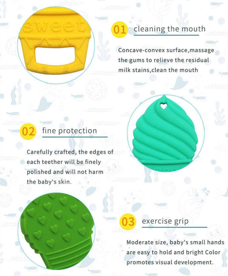 1pc Baby Teether Food Grade Silicone Cartoon Newborn Nursing Gift BPA Free DIY Baby Teething Toy Pacifier Chain Accessories