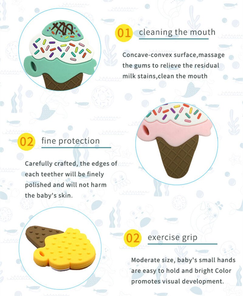 1pc Baby Teether Food Grade Silicone Cartoon Newborn Nursing Gift BPA Free DIY Baby Teething Toy Pacifier Chain Accessories