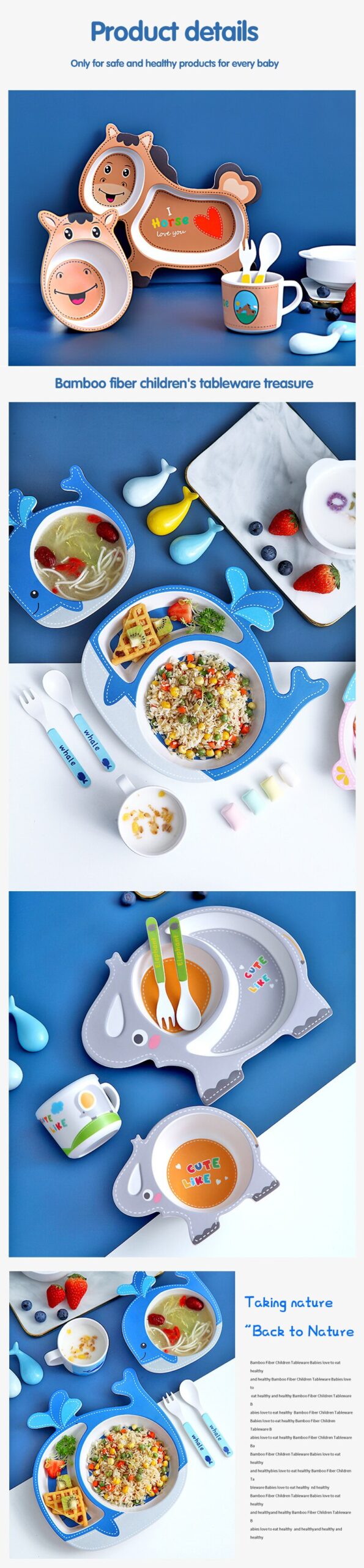 Cute Children Bamboo Fiber Baby Feeding Bowl Dishes Tableware Infant Portable Creative Kid Plates Tableware