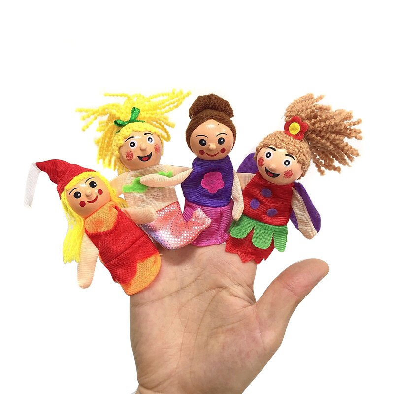 Finger Puppets Animals Dolls Family Educational Cartoon Mermaid Hand Stuffed Puppets Theater Plush Baby Toys for Children Gifts