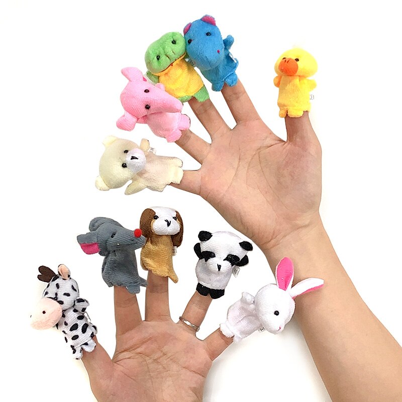 Finger Puppets Animals Dolls Family Educational Cartoon Mermaid Hand Stuffed Puppets Theater Plush Baby Toys for Children Gifts