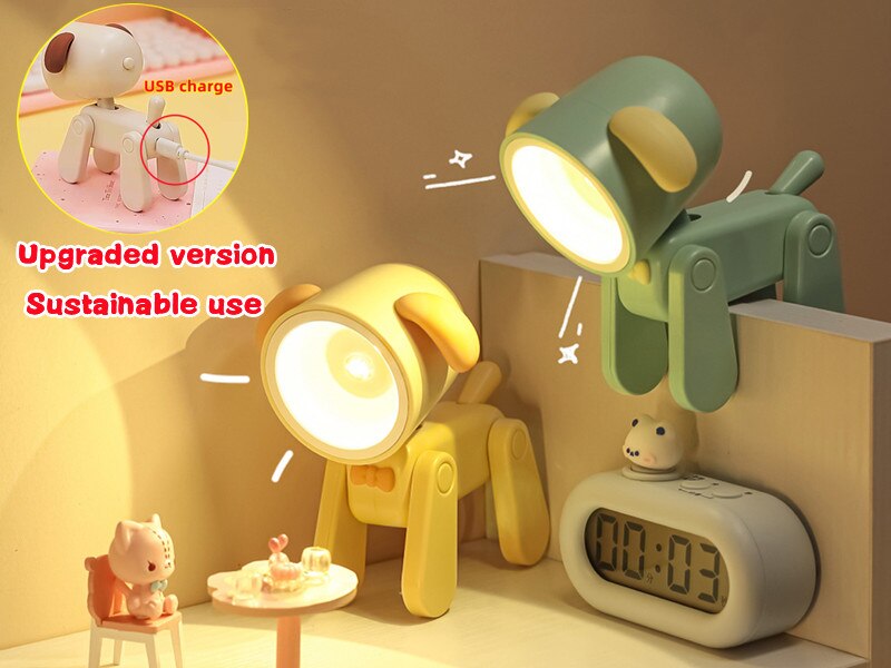 LED Mini Night Light Cute Dog Deer Foldable Desk Lamps Desktop Ornament Book Light Kids Room Bedside Bedroom Decor Holiday Gifts