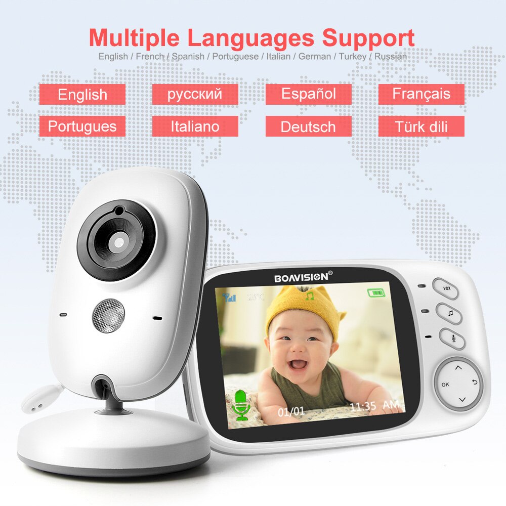 VB603 Video Baby Monitor 2.4G Wireless With 3.2 Inches LCD 2 Way Audio Talk Night Vision Surveillance Security Camera Babysitter
