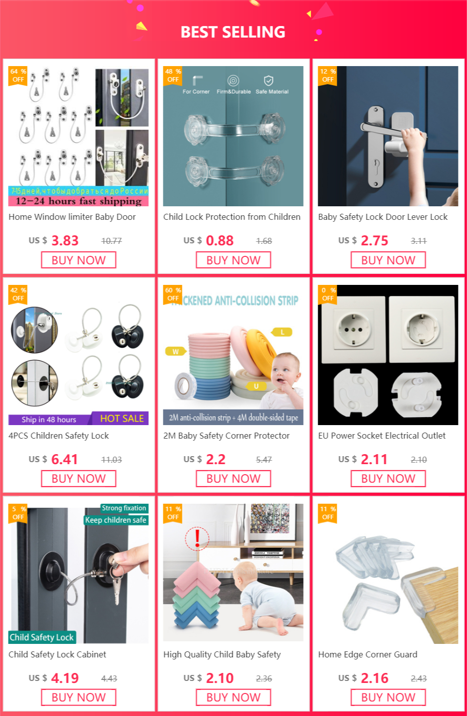 Children Safety Locks Refrigerator Door Lock Multi-function Baby Anti-Pinching Hand Home Cabinet Door Drawer Security Protector