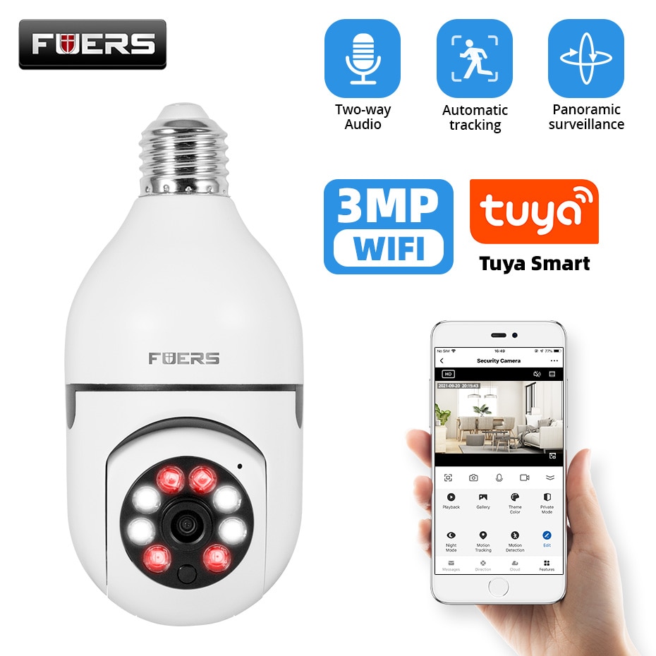 Fuers IP Camera 3MP E27 Bulb Full Color Wifi Indoor Mini Tuya Smart Home Surveillance Camera Security Baby Monitor Video Pet Cam Fuers IP Camera 3MP E27 Bulb Full Color Wifi Indoor Mini Tuya Smart Home Surveillance Camera Security Baby Monitor Video Pet Cam