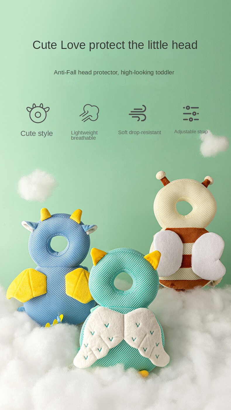 1-3T Toddler Baby Head Protector Safety Pad Cushion Back Prevent Injured Angel Bee Cartoon Security Pillows Protective Headgear