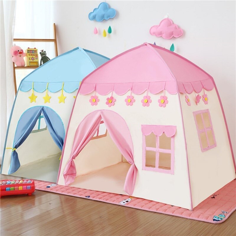 1.3M Portable Children's Tent Wigwam Folding Kids Tents Tipi Baby Play House Large Girls Pink Princess Castle Child Room Decor