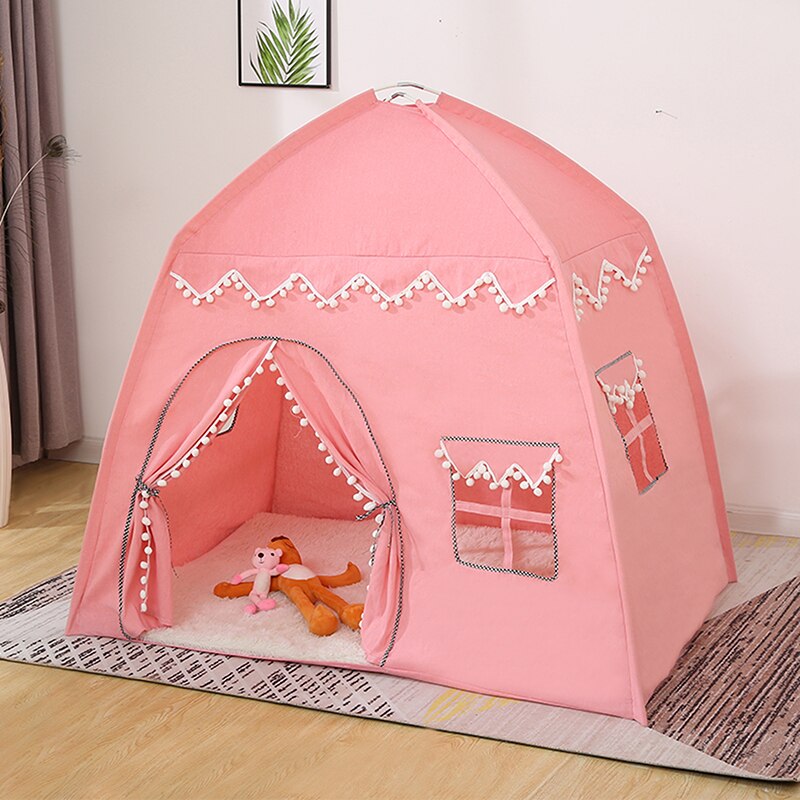 1.3M Portable Children's Tent Wigwam Folding Kids Tents Tipi Baby Play House Large Girls Pink Princess Castle Child Room Decor