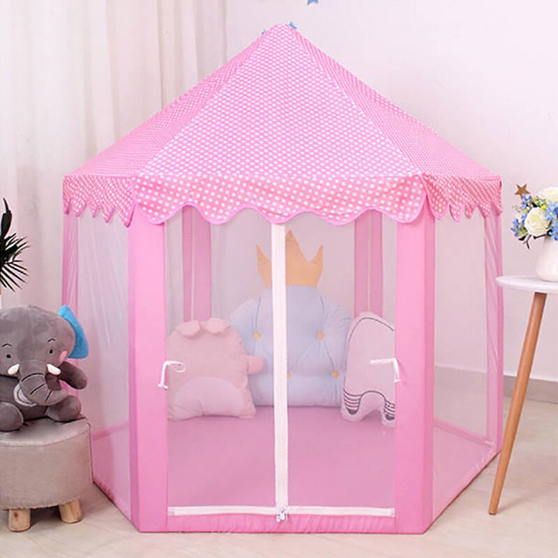 1.3M Portable Children's Tent Wigwam Folding Kids Tents Tipi Baby Play House Large Girls Pink Princess Castle Child Room Decor