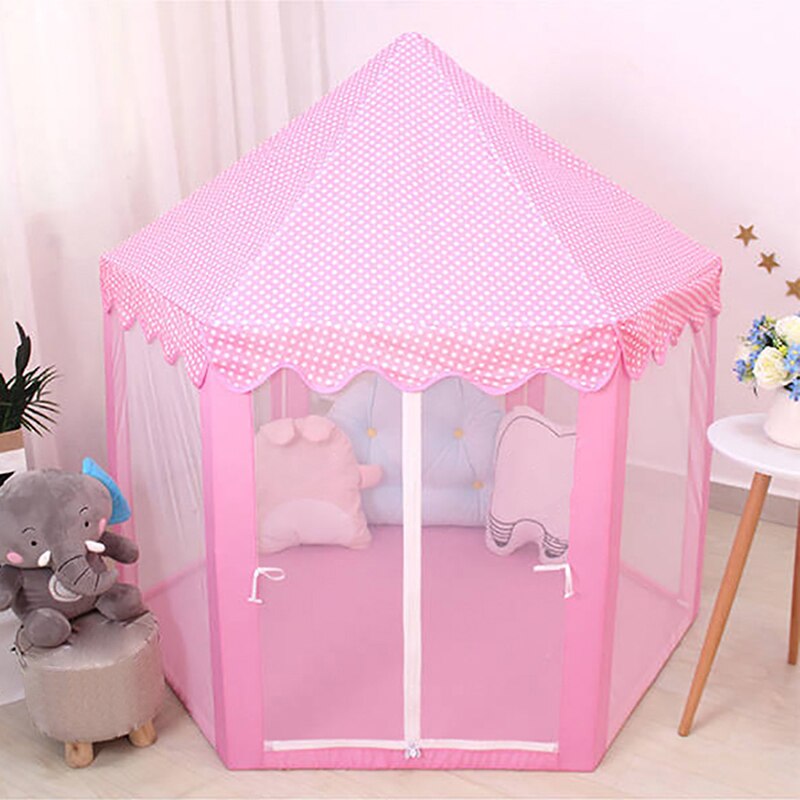 1.3M Portable Children's Tent Wigwam Folding Kids Tents Tipi Baby Play House Large Girls Pink Princess Castle Child Room Decor