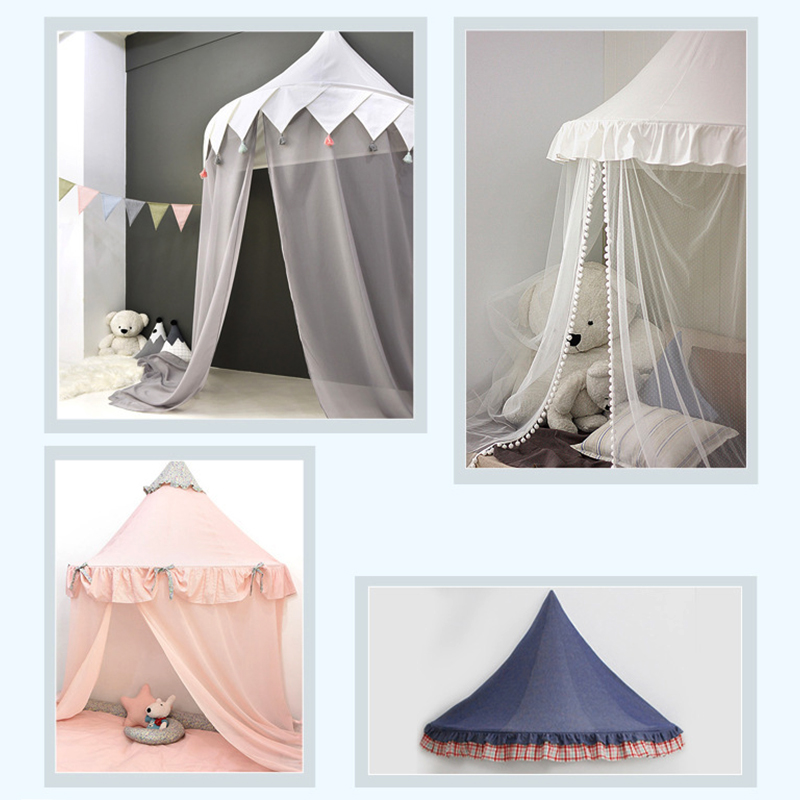 Kids Teepee Tents Children Play House Castle Cotton Foldable Tent Canopy Bed Curtain Baby Crib Netting Girls Boy Room Decoration
