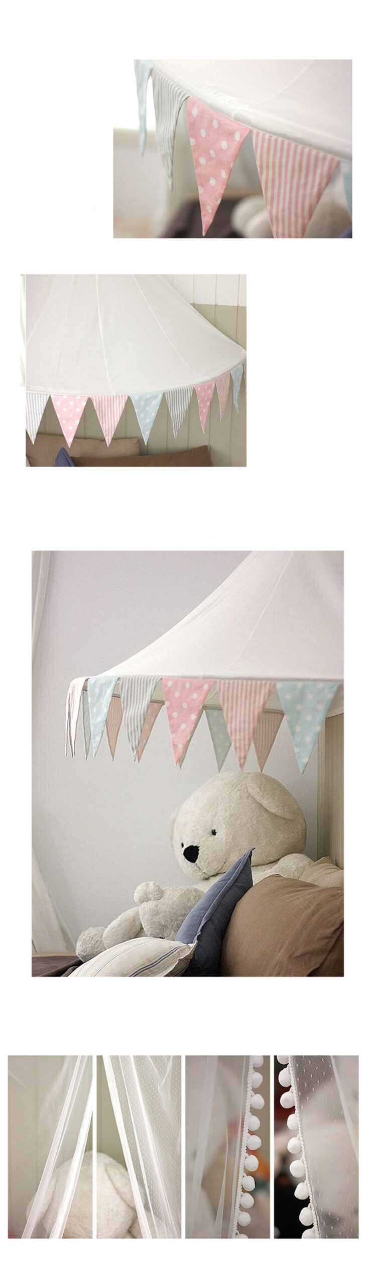 Kids Teepee Tents Children Play House Castle Cotton Foldable Tent Canopy Bed Curtain Baby Crib Netting Girls Boy Room Decoration