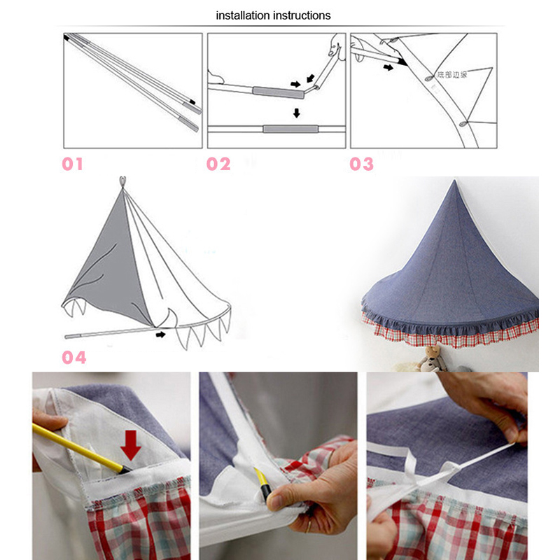 Kids Teepee Tents Children Play House Castle Cotton Foldable Tent Canopy Bed Curtain Baby Crib Netting Girls Boy Room Decoration