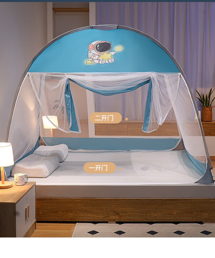 Free installation yurt magic mosquito net 2 door dustproof top large space anti-fall single student double folding mosquito net