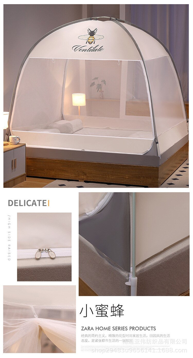 Free installation yurt magic mosquito net 2 door dustproof top large space anti-fall single student double folding mosquito net