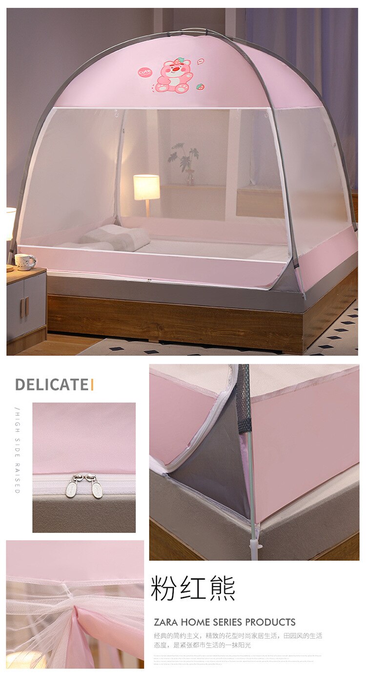 Free installation yurt magic mosquito net 2 door dustproof top large space anti-fall single student double folding mosquito net