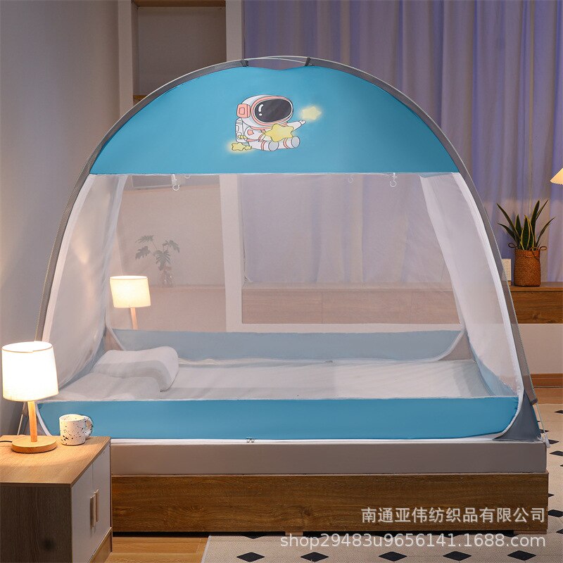 Free installation yurt magic mosquito net 2 door dustproof top large space anti-fall single student double folding mosquito net