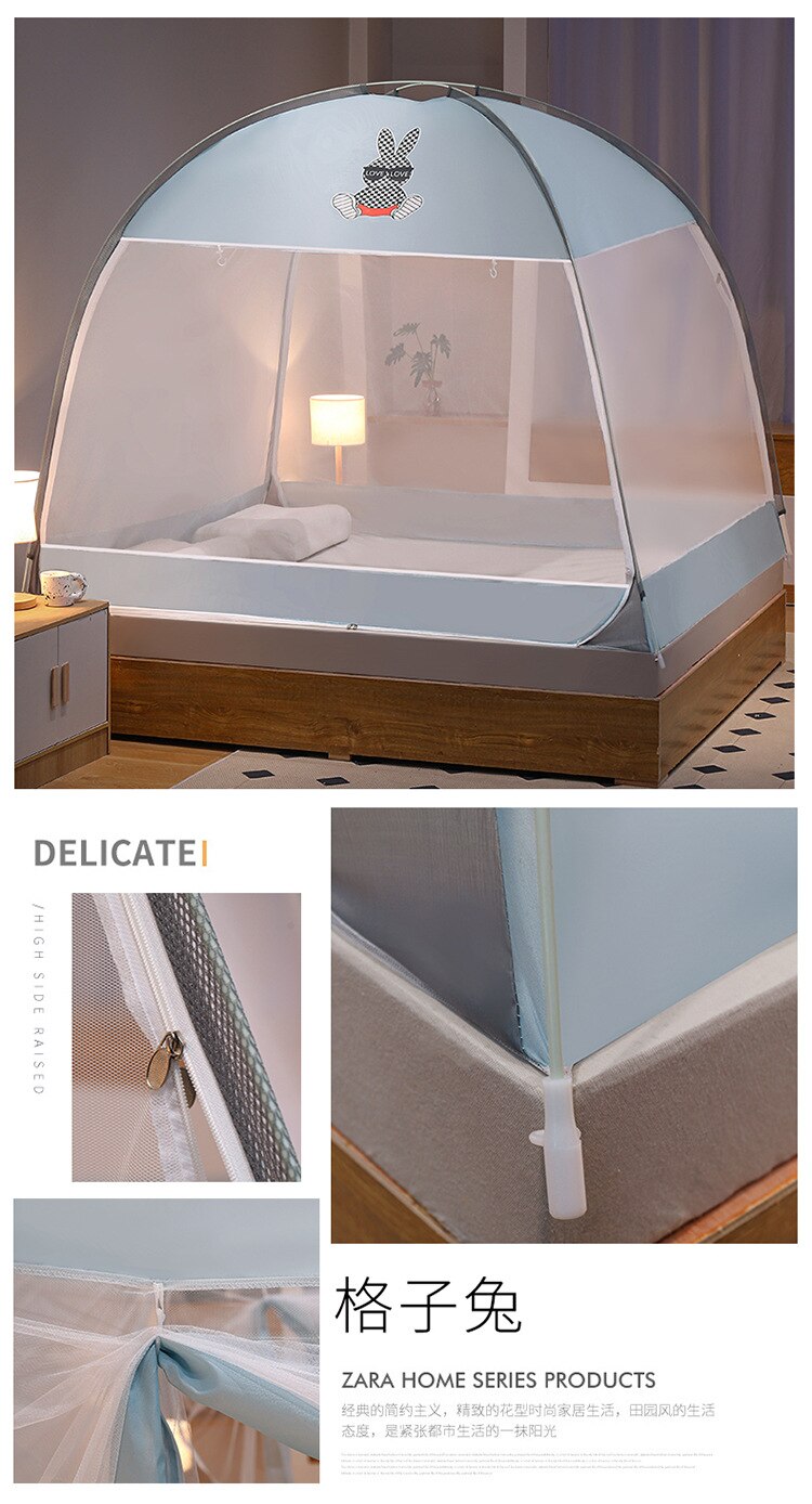 Free installation yurt magic mosquito net 2 door dustproof top large space anti-fall single student double folding mosquito net