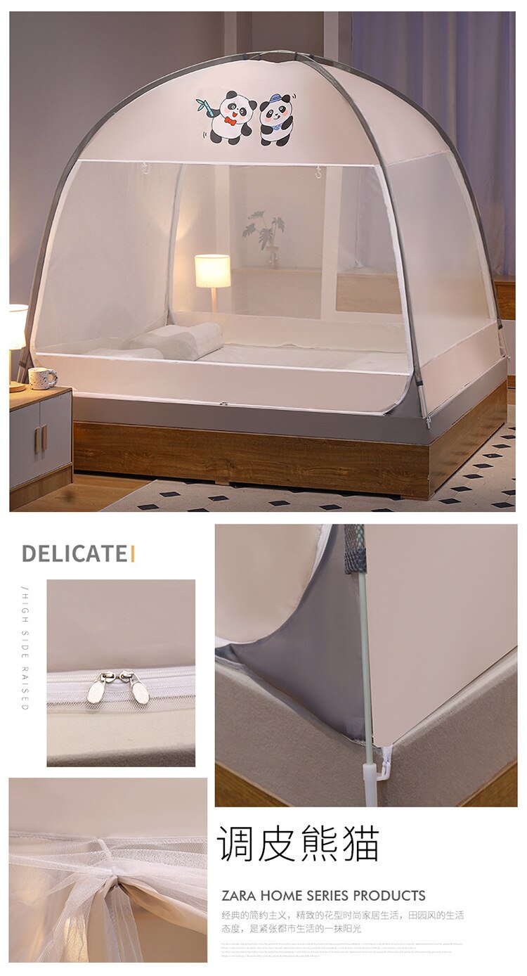 Free installation yurt magic mosquito net 2 door dustproof top large space anti-fall single student double folding mosquito net