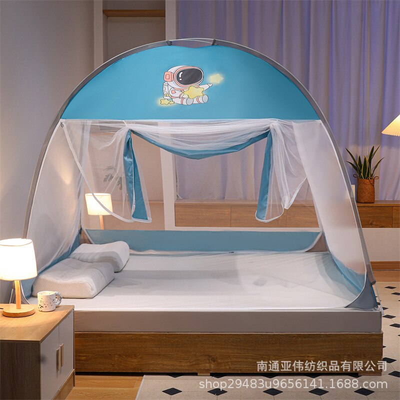 Free installation yurt magic mosquito net 2 door dustproof top large space anti-fall single student double folding mosquito net