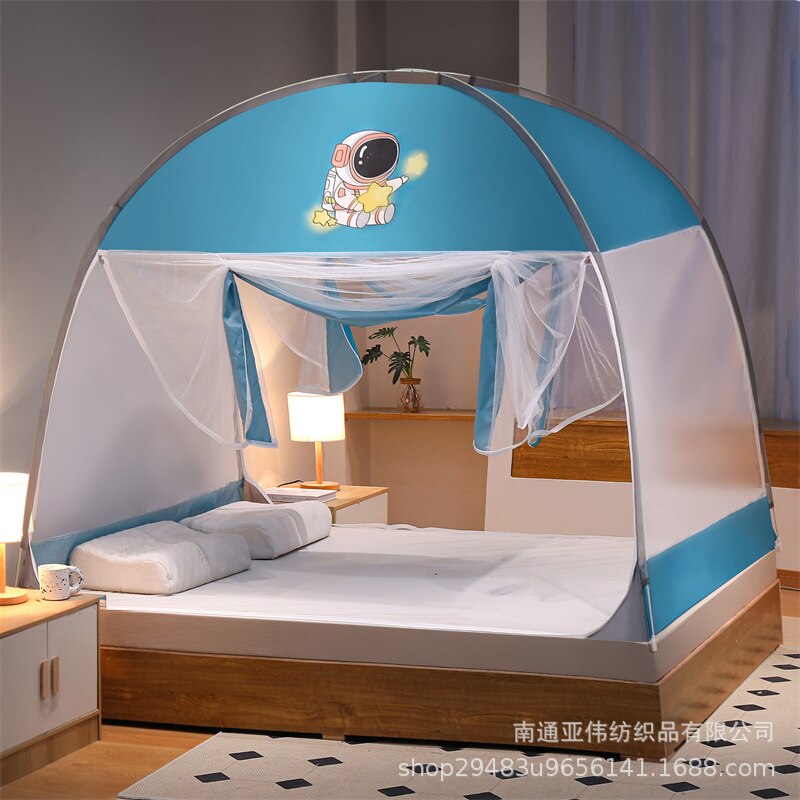 Free installation yurt magic mosquito net 2 door dustproof top large space anti-fall single student double folding mosquito net