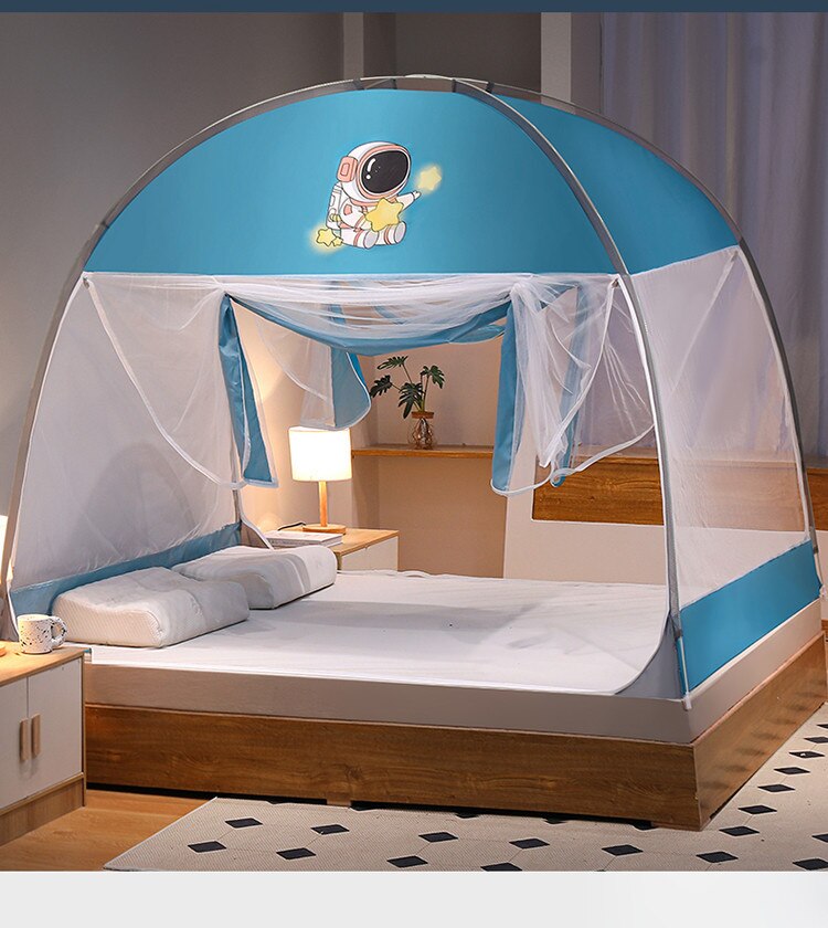 Free installation yurt magic mosquito net 2 door dustproof top large space anti-fall single student double folding mosquito net