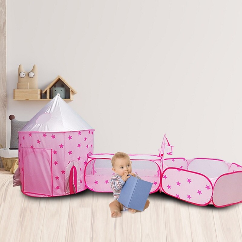 3 In 1 Tunnel Spaceship Tent House Play Toys Foldable Children Crawling Portable Ocean Pool Houses Toy Tents For Girls & Boys