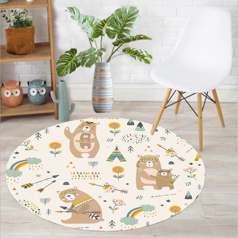 Wangart bebek oyun matı yuvarlak çocuk halı sadelik hayvan Bunny arı desen çocuk pazen halı bebek el baskı halı Wangart bebek oyun matı yuvarlak çocuk halı sadelik hayvan Bunny arı desen çocuk pazen halı bebek el baskı halı