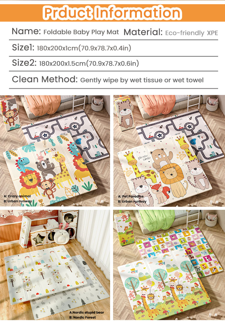 Bebek oyun matı 200X180X1.5cm XPE katlanabilir tarama halı &ccedil;ocuk y&uuml;r&uuml;yor termal halı oyun pedi etkinlik kilim katlanır battaniye