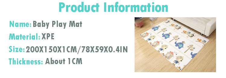 Bebek oyun matı, katlanır bebek emekleme paspası, su ge&ccedil;irmez geri d&ouml;n&uuml;ş&uuml;ml&uuml; Infant k&ouml;p&uuml;k toksik olmayan kaymaz taşınabilir oyun matı bebek i&ccedil;in