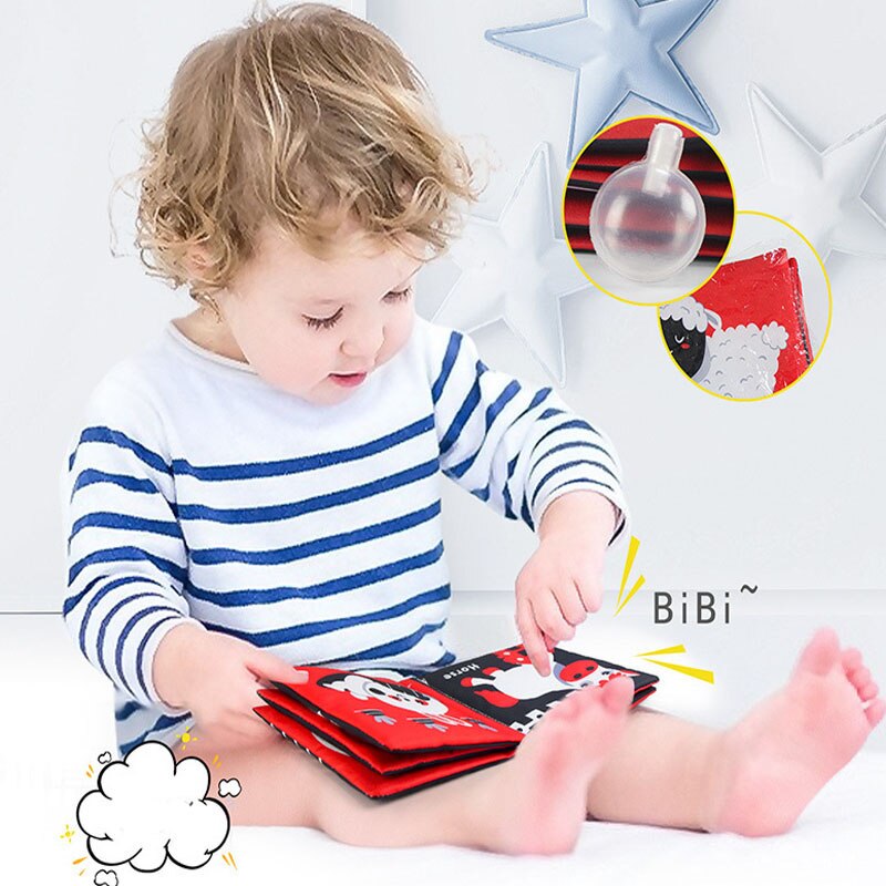 Libro de tela sensorial para beb&eacute; de 0 a 12 meses, juguetes de cuna para reci&eacute;n nacido, libros de tela de animales en blanco y negro, juguete para beb&eacute; de 1 a&ntilde;o