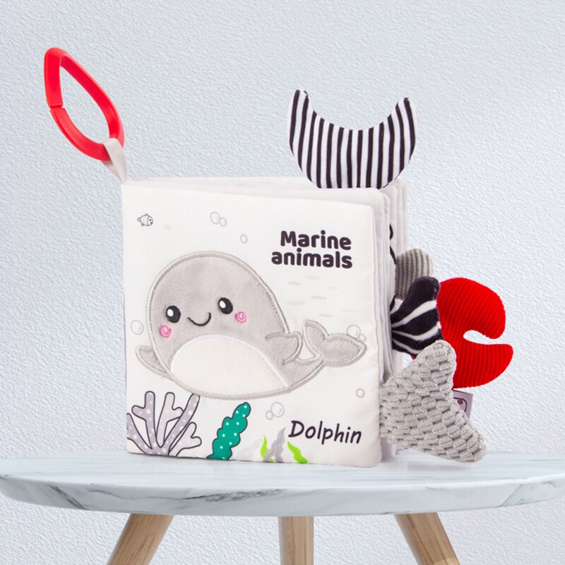 Libro de tela sensorial para beb&eacute; de 0 a 12 meses, juguetes de cuna para reci&eacute;n nacido, libros de tela de animales en blanco y negro, juguete para beb&eacute; de 1 a&ntilde;o