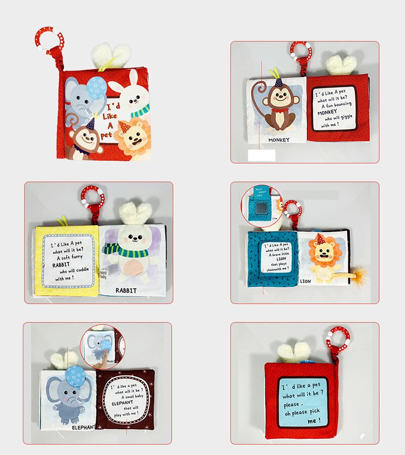 Libro de tela sensorial para beb&eacute; de 0 a 12 meses, juguetes de cuna para reci&eacute;n nacido, libros de tela de animales en blanco y negro, juguete para beb&eacute; de 1 a&ntilde;o