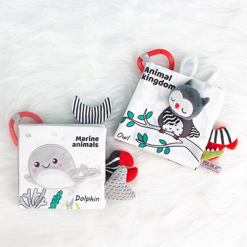 Libro de tela sensorial para beb&eacute; de 0 a 12 meses, juguetes de cuna para reci&eacute;n nacido, libros de tela de animales en blanco y negro, juguete para beb&eacute; de 1 a&ntilde;o
