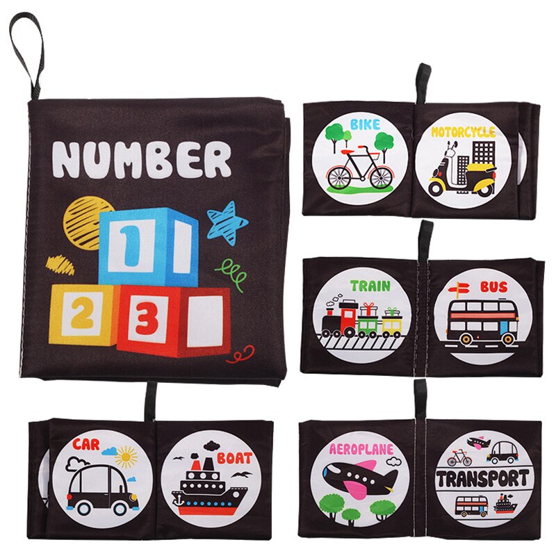 Libro de tela sensorial para beb&eacute; de 0 a 12 meses, juguetes de cuna para reci&eacute;n nacido, libros de tela de animales en blanco y negro, juguete para beb&eacute; de 1 a&ntilde;o