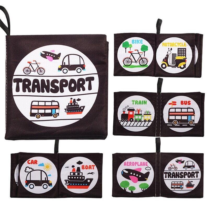 Libro de tela sensorial para beb&eacute; de 0 a 12 meses, juguetes de cuna para reci&eacute;n nacido, libros de tela de animales en blanco y negro, juguete para beb&eacute; de 1 a&ntilde;o