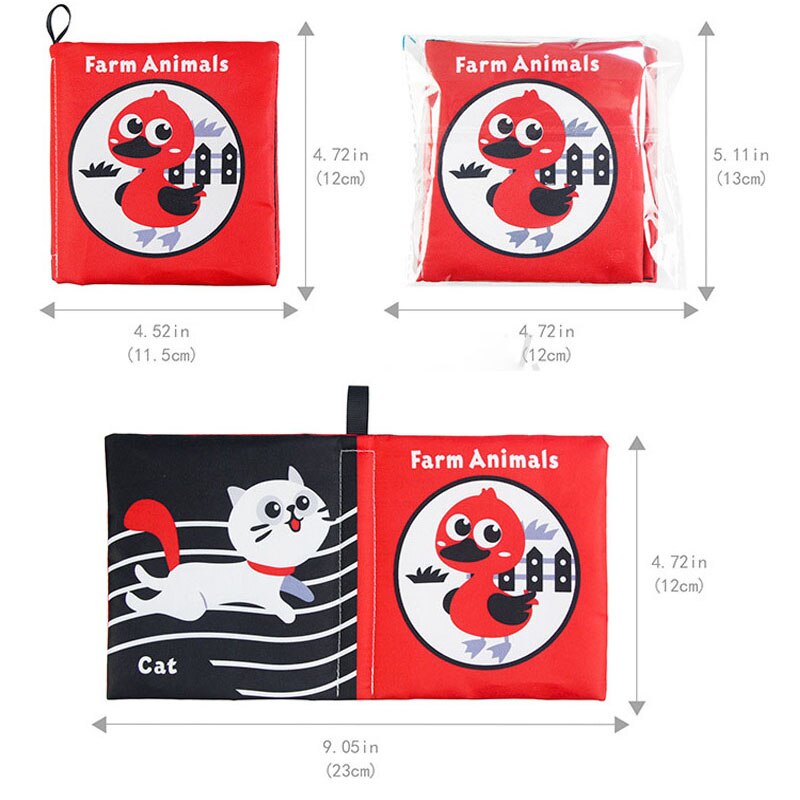 Libro de tela sensorial para beb&eacute; de 0 a 12 meses, juguetes de cuna para reci&eacute;n nacido, libros de tela de animales en blanco y negro, juguete para beb&eacute; de 1 a&ntilde;o