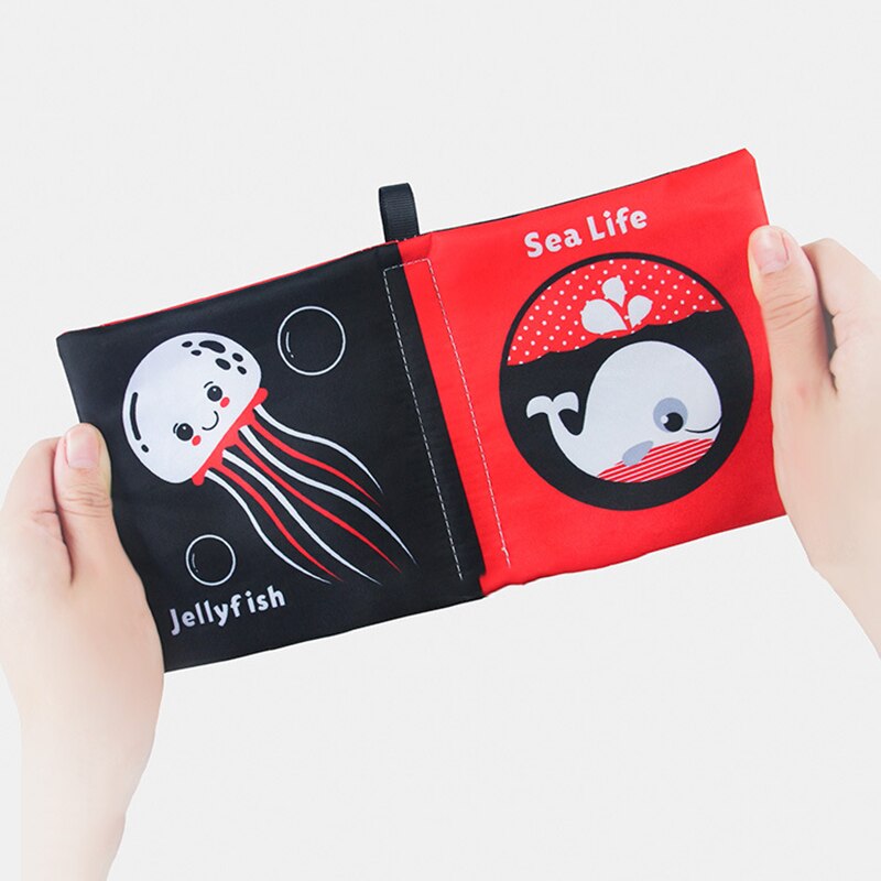 Libro de tela sensorial para beb&eacute; de 0 a 12 meses, juguetes de cuna para reci&eacute;n nacido, libros de tela de animales en blanco y negro, juguete para beb&eacute; de 1 a&ntilde;o